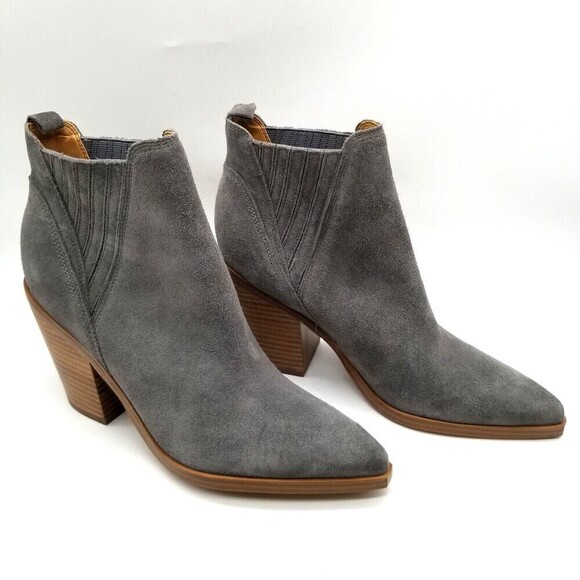 Marc Fisher Womens Gray Suede Pointed Toe Block Heel Gadri Booties 9 M - Picture 2 of 7